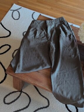 Womens's Casual Relaxed Linen Pants - Olive